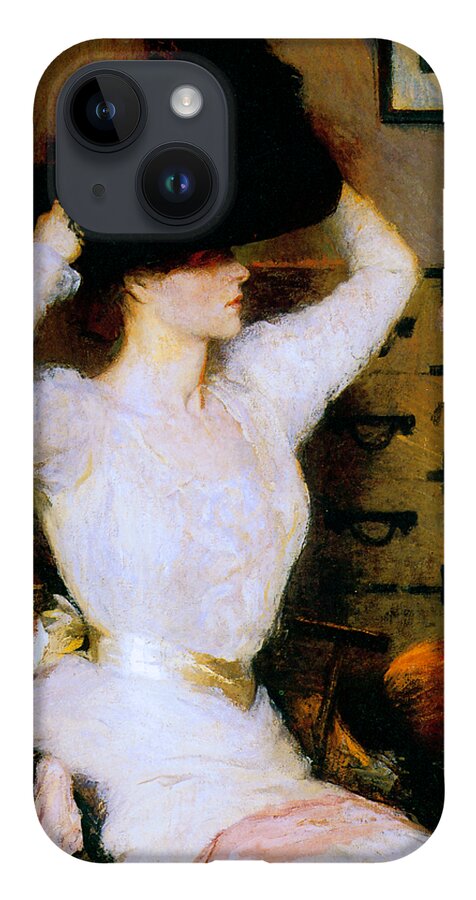 Benson iPhone 14 Case featuring the painting The Black Hat 1904 by Frank Benson