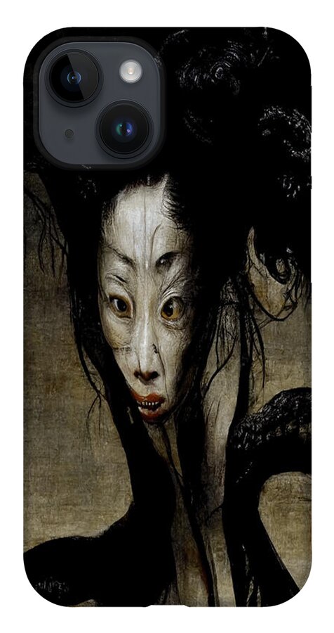 Horror iPhone 14 Case featuring the digital art The Constricting Agemaki by Ryan Nieves
