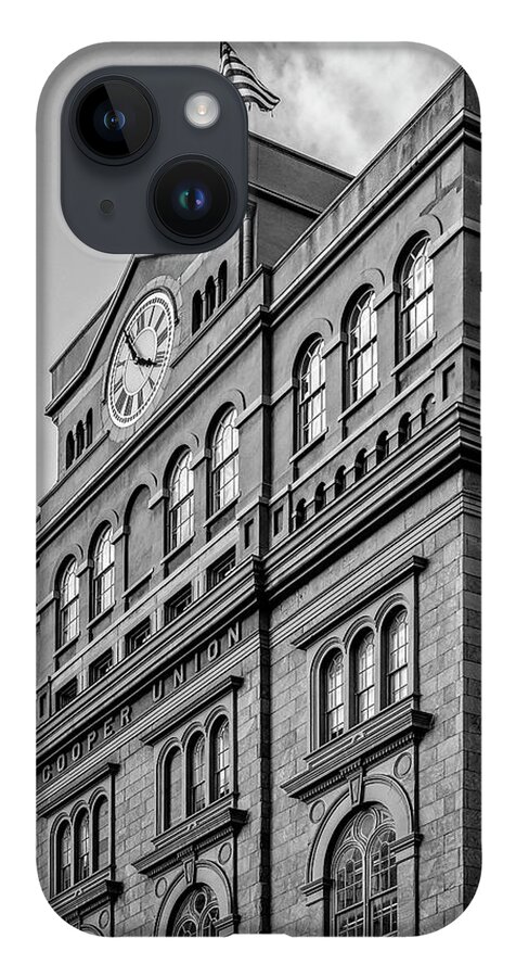 Cooper Union iPhone 14 Case featuring the photograph The Cooper Union BW by Susan Candelario