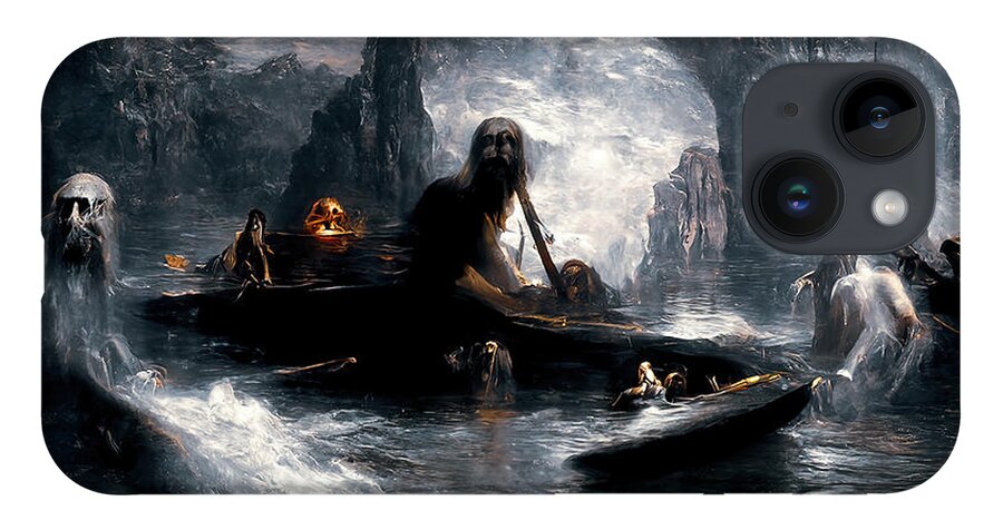 Styx iPhone Case featuring the painting The damned souls of the River Styx, 02 by AM FineArtPrints