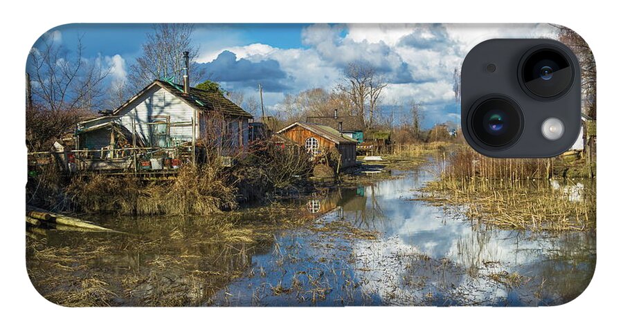Alex Lyubar iPhone 14 Case featuring the photograph The flood in the Finn Slough - old fisherman's village by Alex Lyubar
