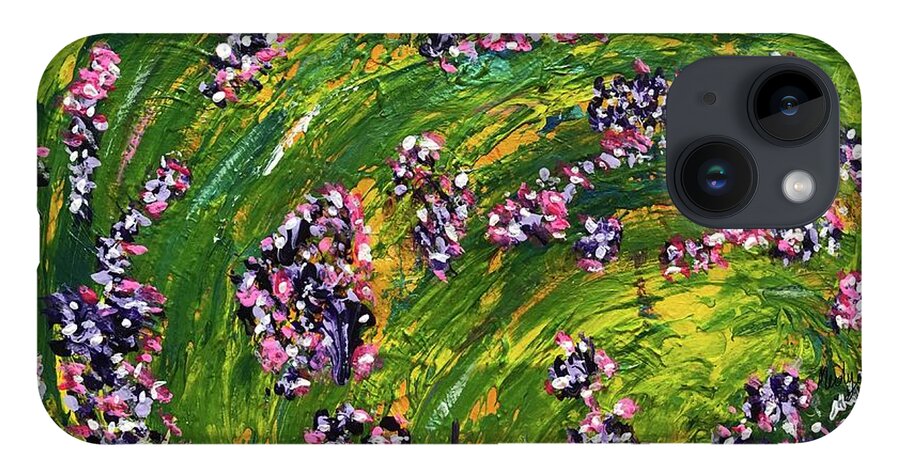 Veil iPhone 14 Case featuring the painting The Garden Behind The Veil by Medge Jaspan