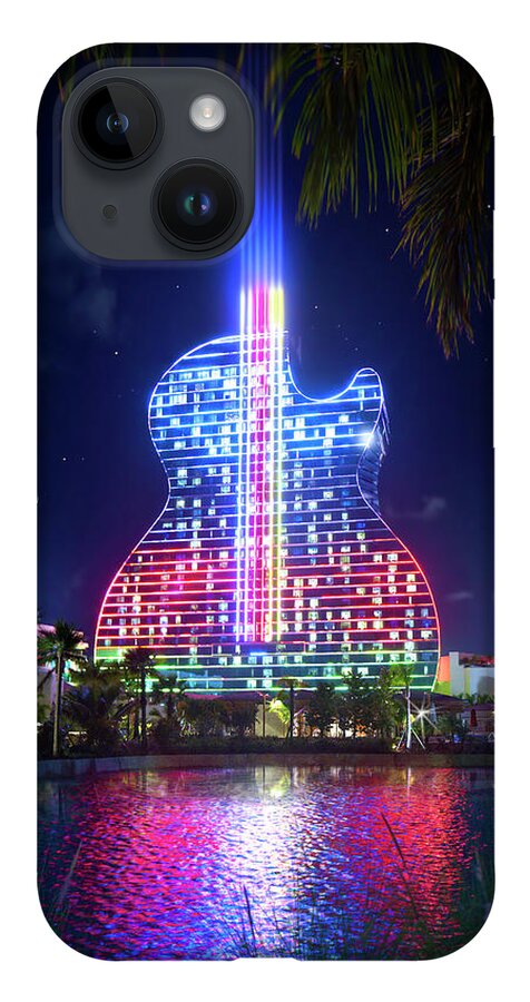 Hard Rock Hotel iPhone 14 Case featuring the photograph The Guitar Hotel at Seminole Hard Rock by Mark Andrew Thomas