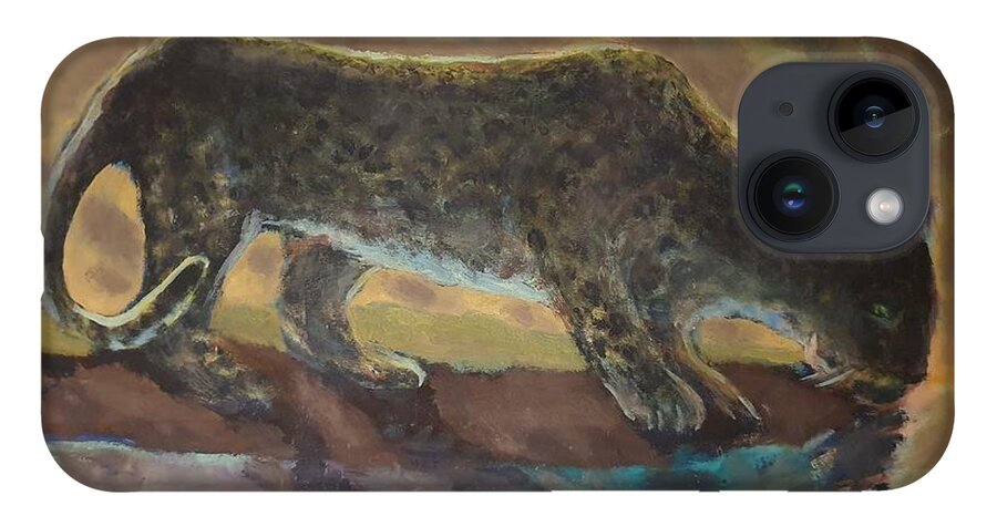Leopard iPhone 14 Case featuring the painting The Leopard by Enrico Garff