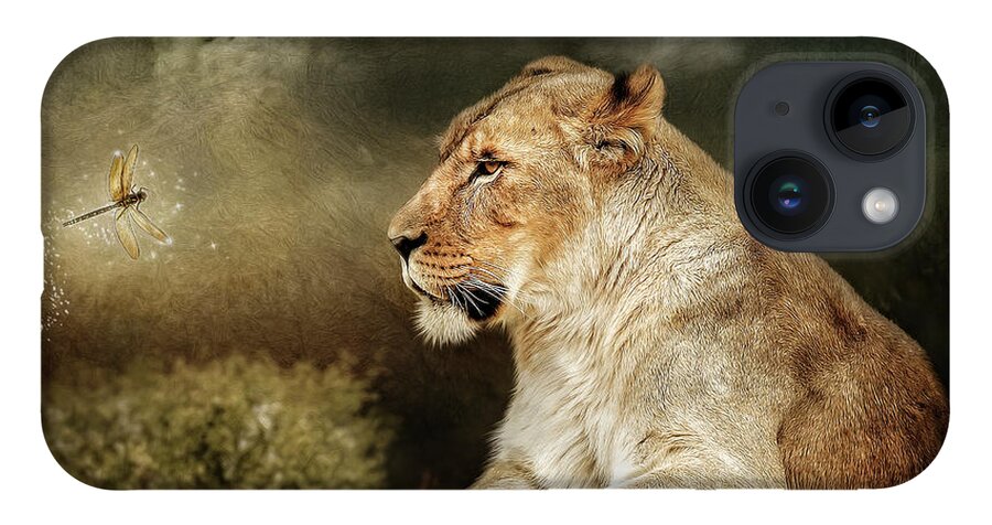 Lioness iPhone 14 Case featuring the digital art The Lioness by Maggy Pease