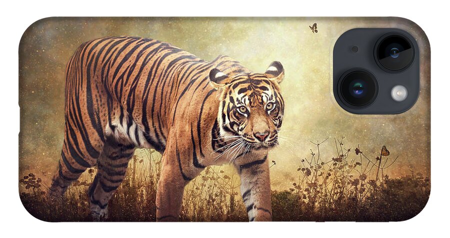 Tiger iPhone Case featuring the digital art The Look by Nicole Wilde