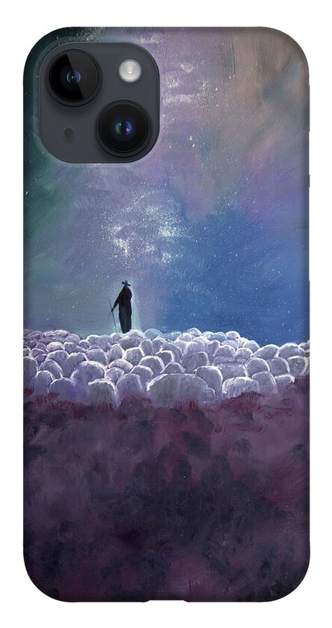 Solitary Figure iPhone 14 Case featuring the painting The Lord Is My Shepherd by Evelyn Snyder