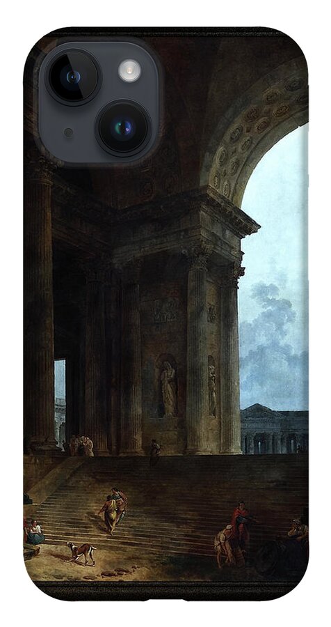 The Obelisk iPhone 14 Case featuring the digital art The Obelisk by Hubert Robert Old Masters Classical Fine Art Reproduction by Rolando Burbon