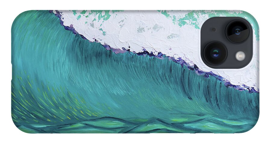 Surf iPhone 14 Case featuring the painting The Perfect Wave by Jenn C Lindquist
