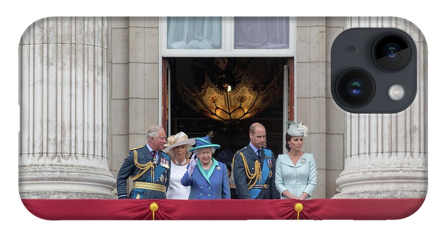 Raf iPhone 14 Case featuring the photograph The Queen waves at the crowds by Andrew Lalchan