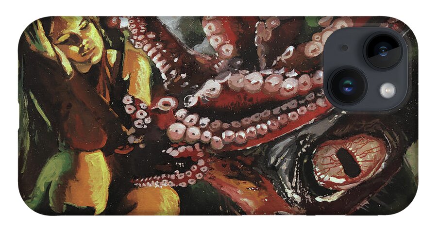 Cthulhu iPhone Case featuring the painting The Return of the Ancient by Sv Bell