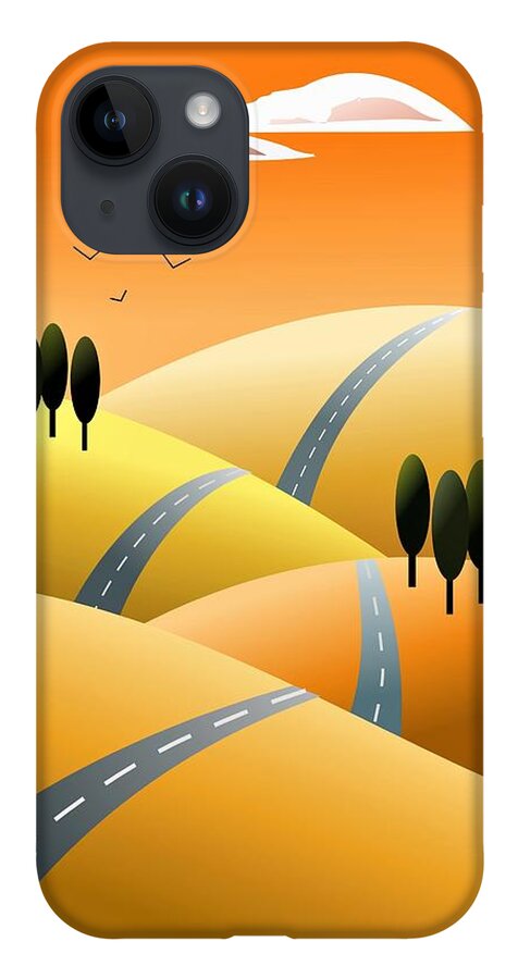 Landscape iPhone 14 Case featuring the digital art The road to nowhere by Fatline Graphic Art