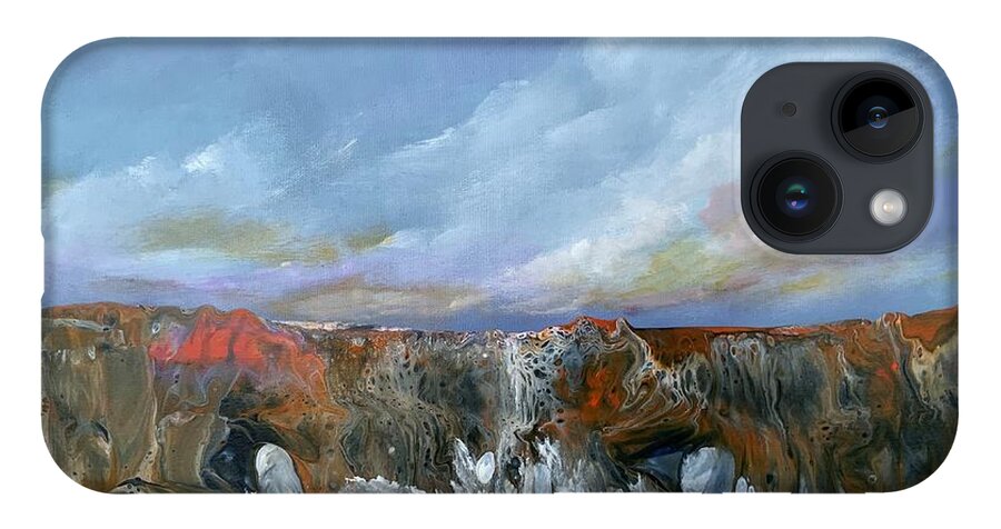 Landscape iPhone 14 Case featuring the painting The Rock by Soraya Silvestri