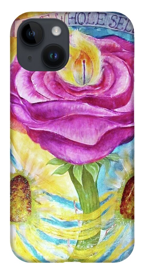 Am I iPhone Case featuring the painting The Rose and Its Thorns Love the Whole Self by Feather Redfox