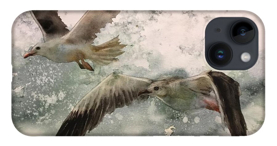 It Is The Transparent Watercolor Painting iPhone 14 Case featuring the painting The seagulls by Han in Huang wong