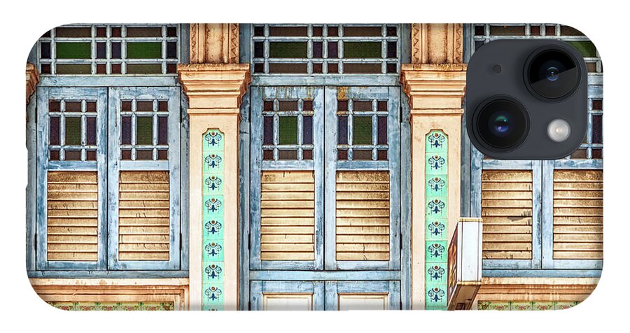 Singapore iPhone 14 Case featuring the photograph The Singapore Shophouse 33 by John Seaton Callahan
