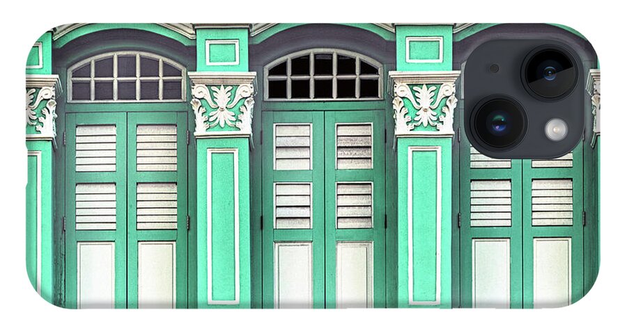 Singapore iPhone 14 Case featuring the photograph The Singapore Shophouse 43 by John Seaton Callahan