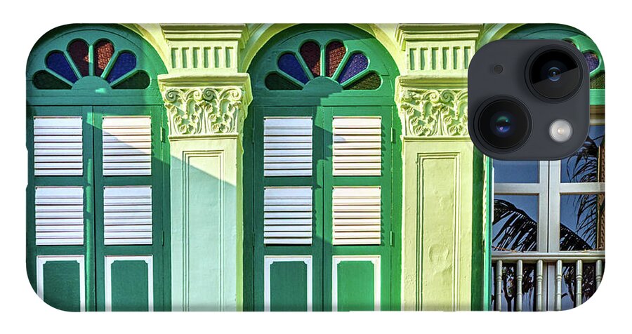 Singapore iPhone 14 Case featuring the photograph The Singapore Shophouse 46 by John Seaton Callahan