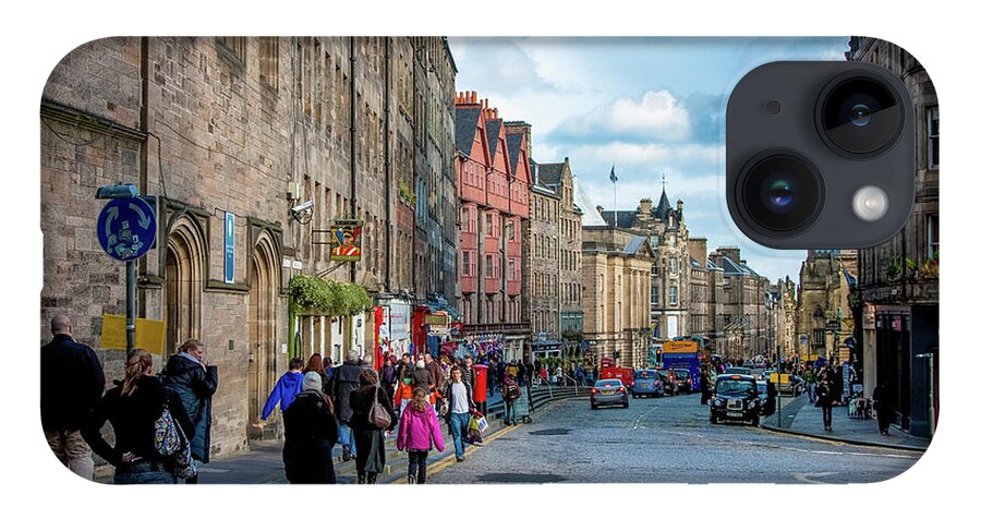 Edinburgh iPhone 14 Case featuring the digital art The Streets of Edinburgh by SnapHappy Photos