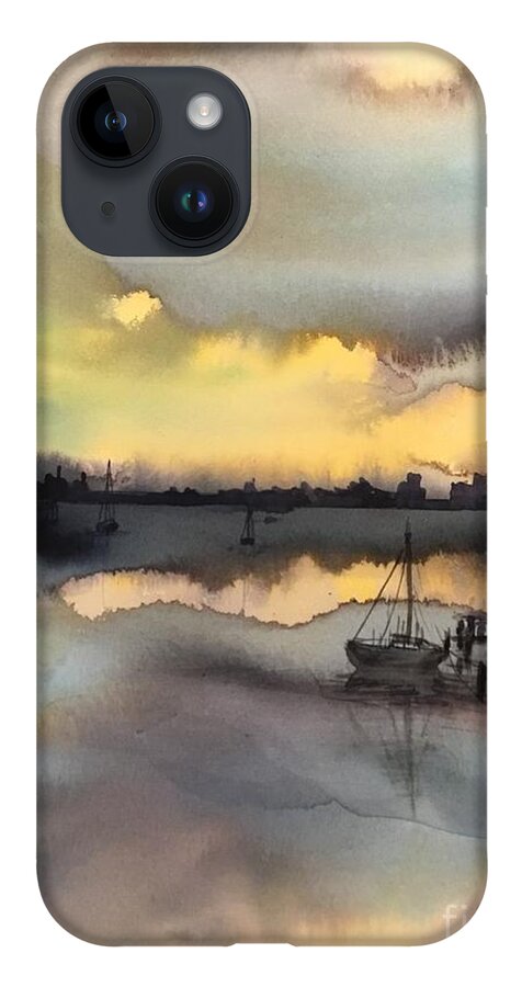 The Sunset iPhone Case featuring the painting The sunset by Han in Huang wong