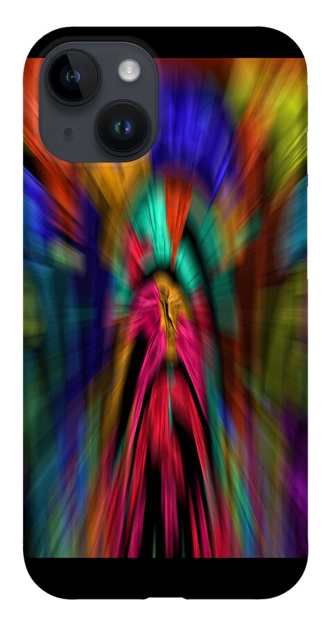 Abstract iPhone 14 Case featuring the digital art The Time Tunnel in Living Color - Abstract by Ronald Mills