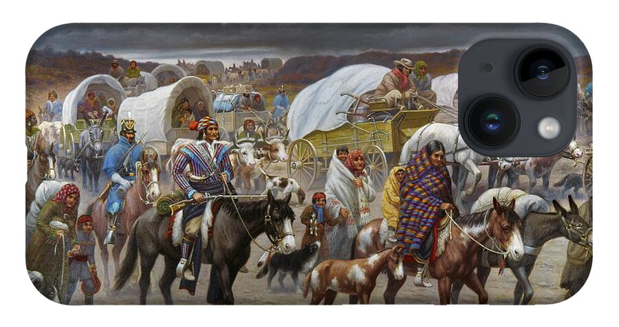 1838 iPhone 14 Case featuring the painting The Trail Of Tears by Granger