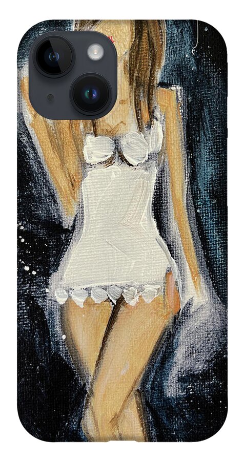 Chemise iPhone 14 Case featuring the painting The White Chemise by Roxy Rich