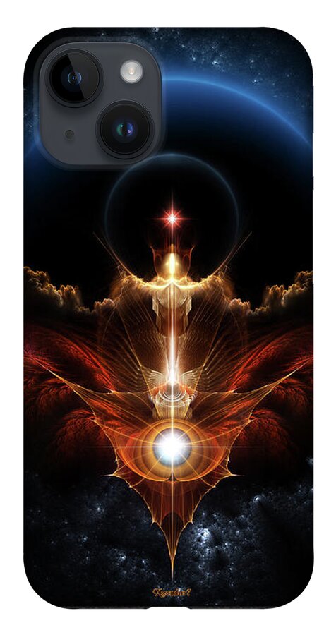 Wings Of Rydeon iPhone 14 Case featuring the digital art The Wings Of Rydeon Fractal Art Composition by Rolando Burbon