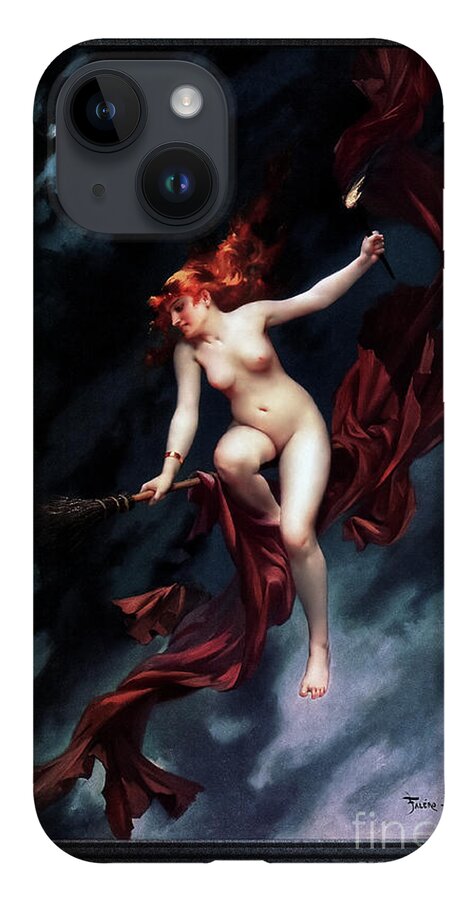 The Witches Sabbath iPhone Case featuring the painting The Witches Sabbath by Luis Ricardo Falero Old Masters Fine Art Reproduction by Rolando Burbon