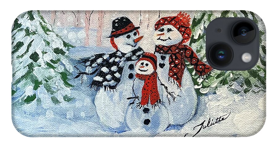 Snowman iPhone Case featuring the painting There's Snow Place Like Home by Juliette Becker