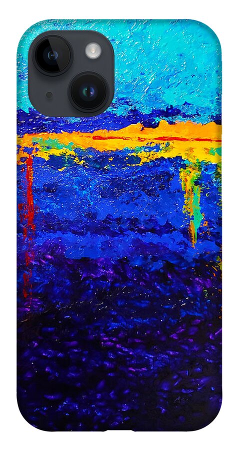 Abstract iPhone 14 Case featuring the painting Thermocline by Christine Bolden