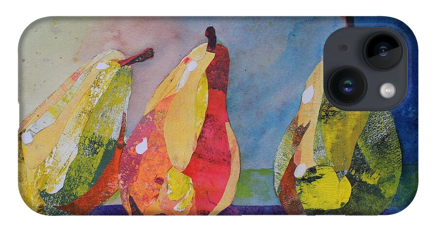 Collage iPhone Case featuring the painting Three pears beats a full house by Ruth Kamenev