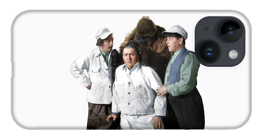 Funny Actors iPhone 14 Case featuring the photograph Three Stooges and the Gorilla by Franchi Torres