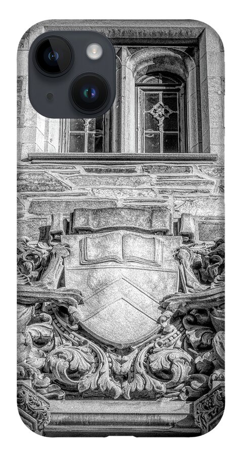 Architecture iPhone 14 Case featuring the photograph Tigers at Blair Hall Princeton University BW by Kristia Adams