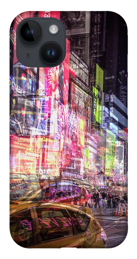 Times Square iPhone 14 Case featuring the photograph Times Square Chaos by Linda Villers