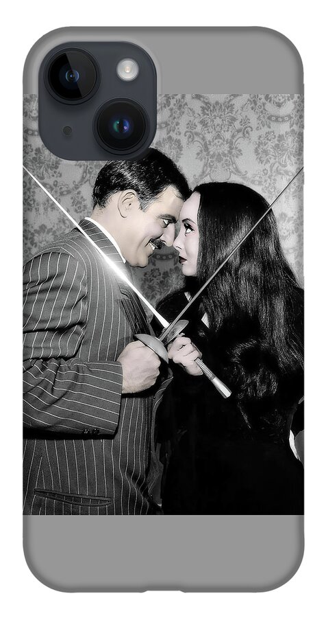 2d iPhone Case featuring the digital art Tish And Gomez - The Addams Family by Brian Wallace