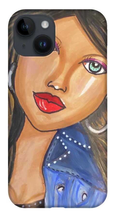 Whimsical Illustrations iPhone 14 Case featuring the mixed media Tiziana by Lorie Fossa