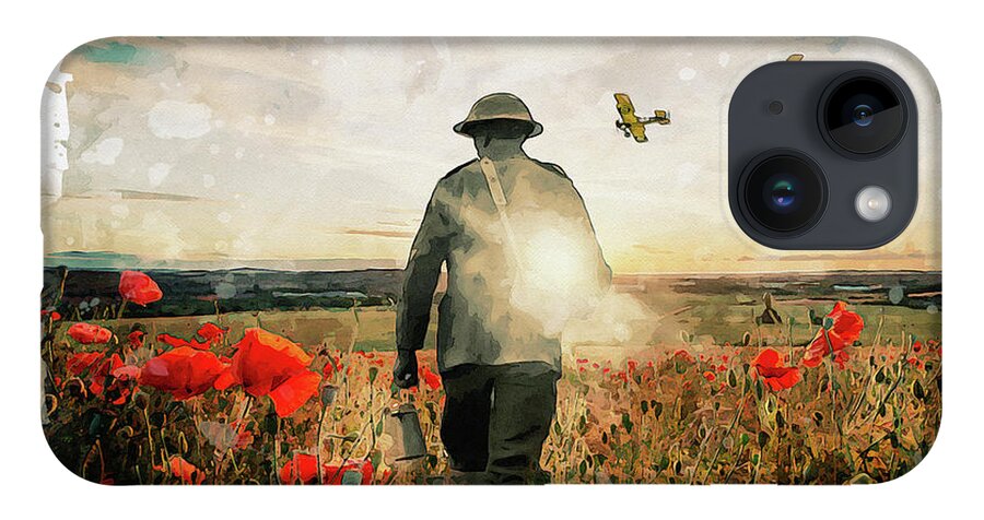 Soldier Poppies iPhone Case featuring the digital art To End All Wars by Airpower Art