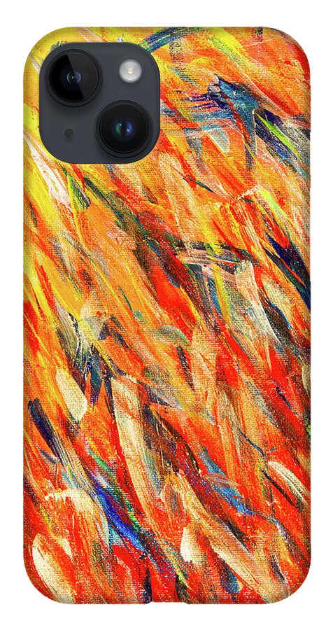 Abstract iPhone 14 Case featuring the digital art Toward The Light - Colorful Abstract Contemporary Acrylic Painting by Sambel Pedes