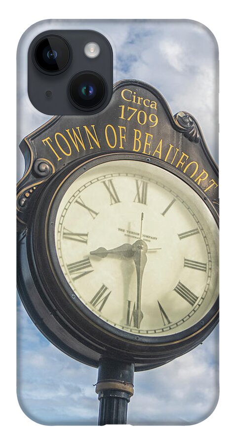 Beaufort iPhone 14 Case featuring the photograph Town Clock - Beaufort North Carolina by Bob Decker