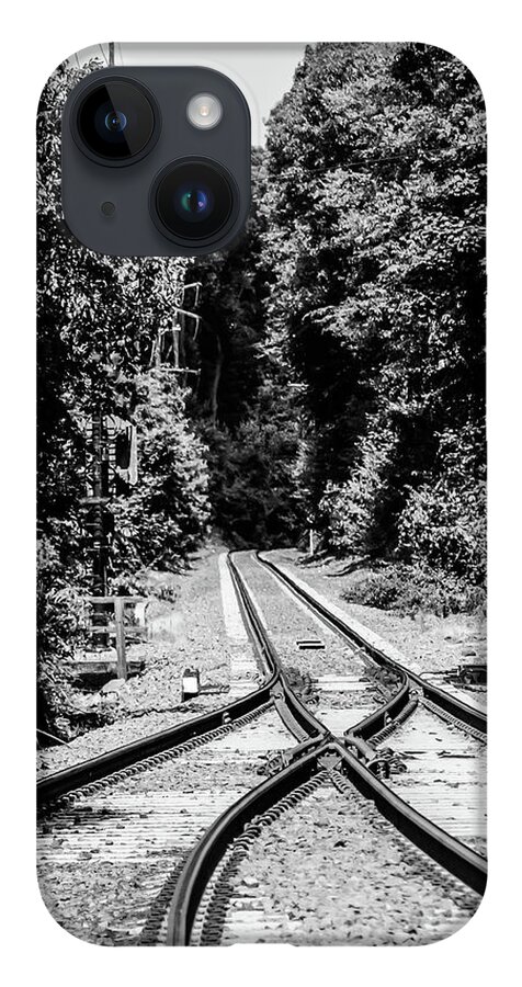 Train Tracks Rr Rail Road B&w Trees iPhone Case featuring the photograph Train Tracks1 by John Linnemeyer