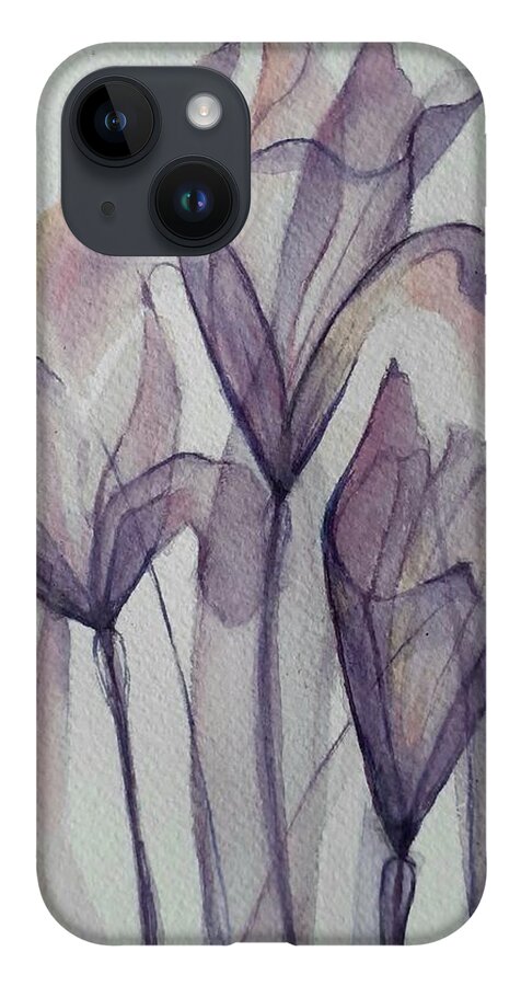 Purple iPhone 14 Case featuring the drawing Transparency in purple by Carolina Prieto Moreno