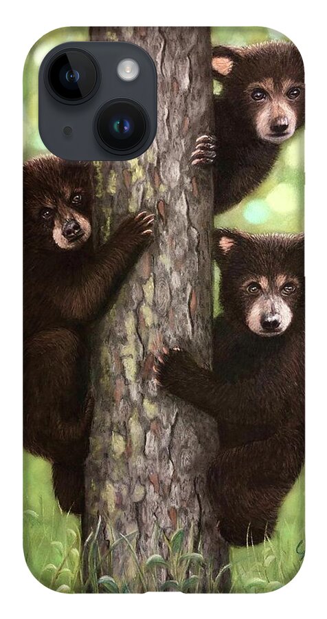 Bears iPhone 14 Case featuring the pastel Tree Huggers by Marlene Little