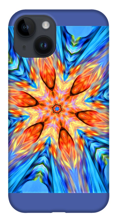 Abstract iPhone 14 Case featuring the digital art Tropical Fire Flower - Abstract by Ronald Mills