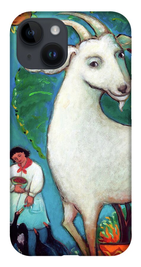Goat iPhone 14 Case featuring the painting Truely by Linda Carter Holman