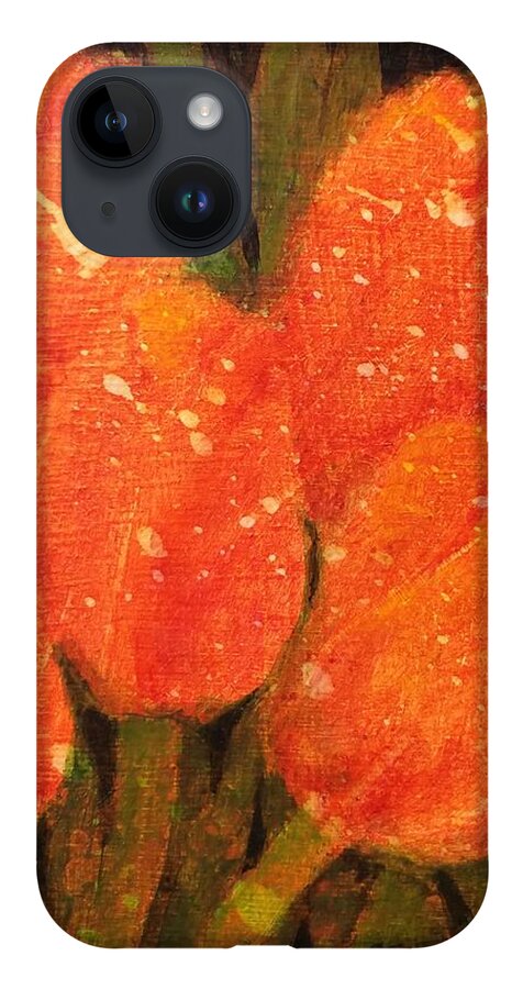 Home iPhone 14 Case featuring the painting Tulips #2 by Milly Tseng
