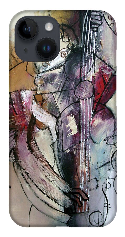 Figurative iPhone 14 Case featuring the painting Tuning the Vibe by Jim Stallings