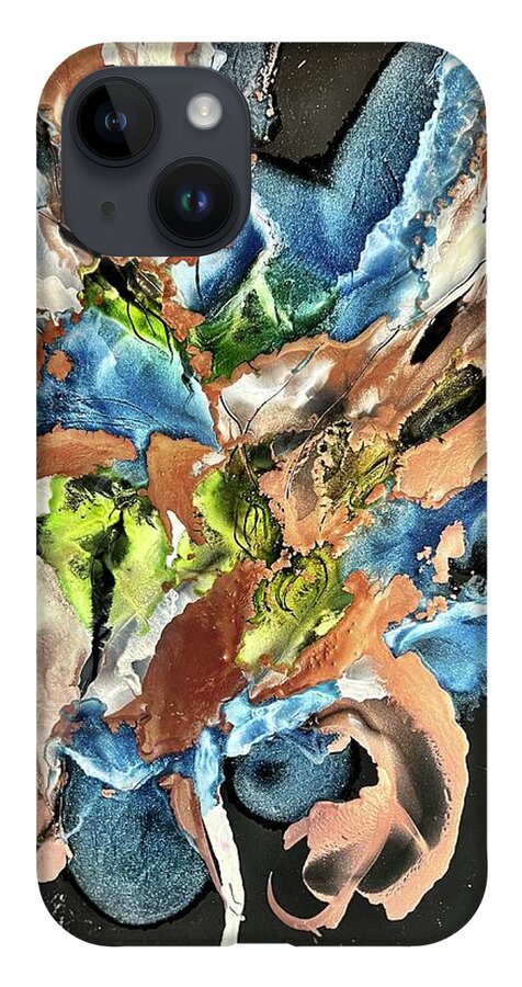  iPhone 14 Case featuring the painting Turquoise Song by Tommy McDonell