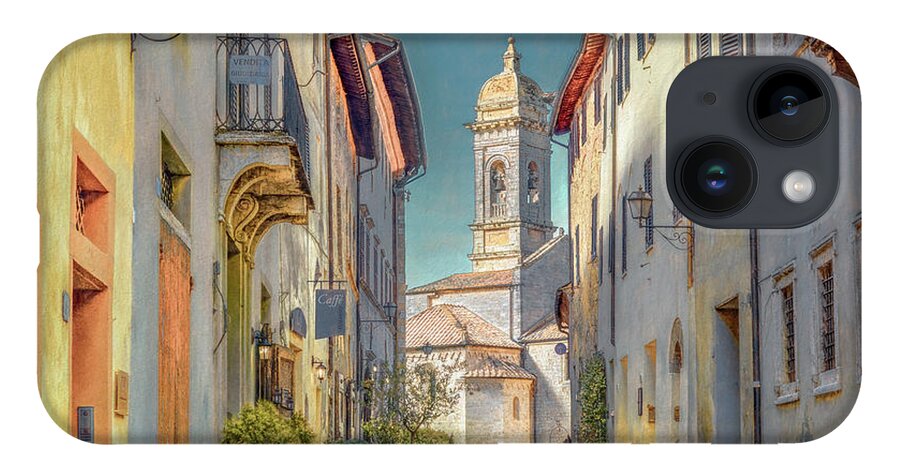 Italy iPhone 14 Case featuring the photograph Tuscan Hill Town of San Quirico d'Orcia, Painterly by Marcy Wielfaert