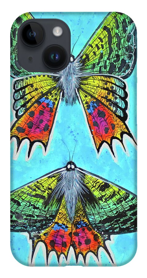Twilight iPhone Case featuring the painting Twilight Moth Duo by Kenneth Pope